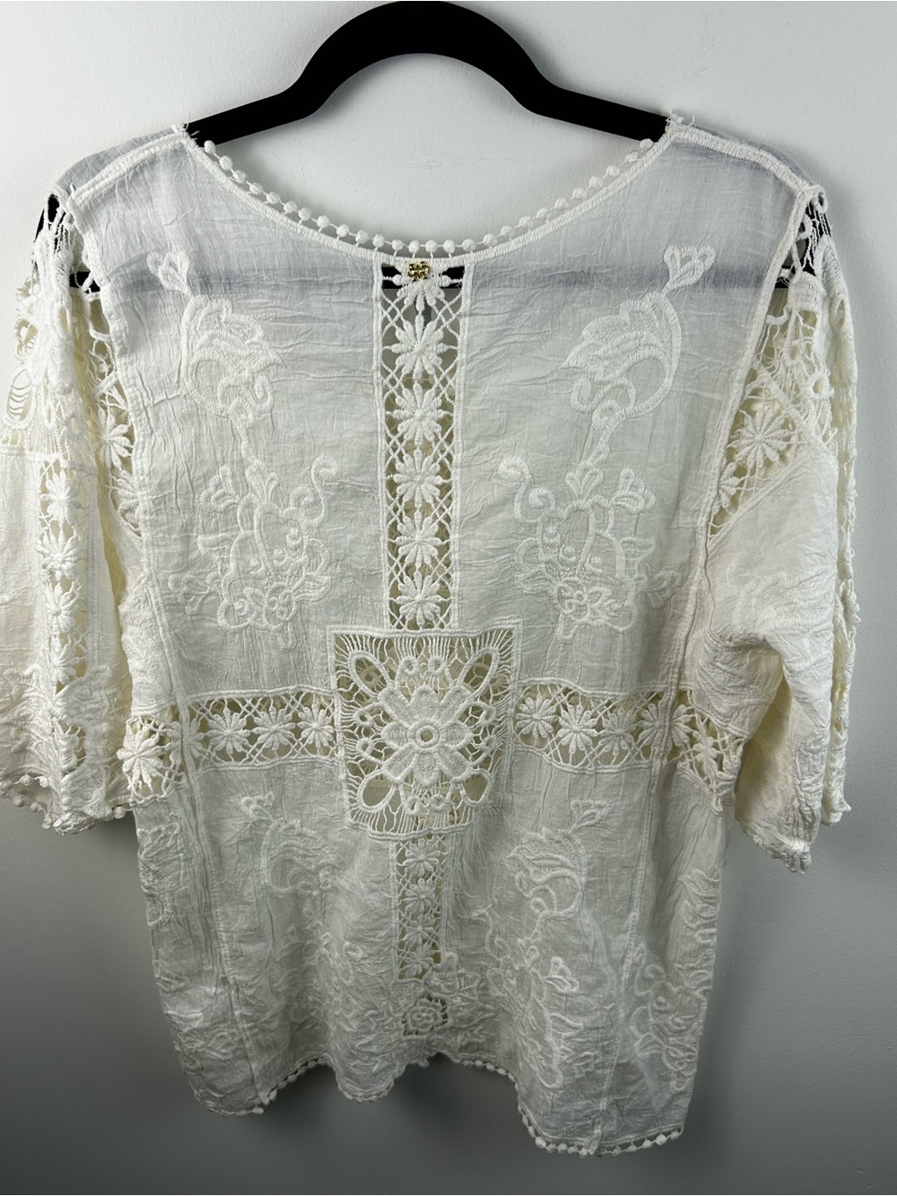 White Embroidered Lace Tunic Top